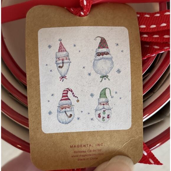 Rae Dunn Christmas Santa With Pipe Measuring Cups Set of 4 Holiday Watercolor - Picture 4 of 4